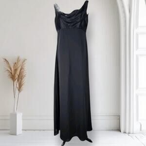 Vintage Dark Bridgerton Black Formal Dress 90s Rhapsody Collection Cowl Neck 12